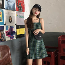 Load image into Gallery viewer, Summer Korean Version 2019 New Slim, Smart And Age-reducing Checker Leads Students To Suspend Dresses And Women's Dresses