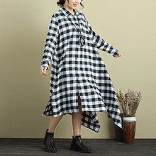 Load image into Gallery viewer, ZANZEA Fashion Vestido Long Sleeve Checkered Shirt Knee-Length Dress Ladies Autumn Casual Plaid Asymmetric Hem Oversized Kaftan